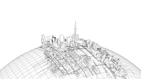 3d city sphere. Vector rendering of 3d Ilustración de archivo