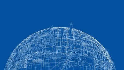 3d city sphere. Vector rendering of 3d Ilustración de archivo