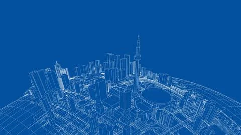 3d city sphere. Vector rendering of 3d Illustrazione stock