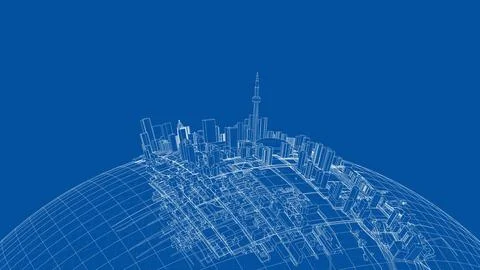 3d city sphere. Vector rendering of 3d Ilustración de archivo