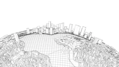 3d city sphere. Vector rendering of 3d Ilustración de archivo