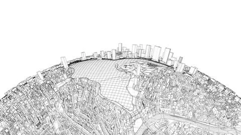 3d city sphere. Vector rendering of 3d 스톡 일러스트
