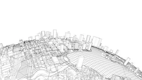 3d city sphere. Vector rendering of 3d Ilustração Stock