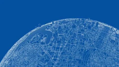 3d city sphere. Vector rendering of 3d Stock Illustration
