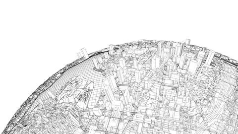 3d city sphere. Vector rendering of 3d Stock Illustration