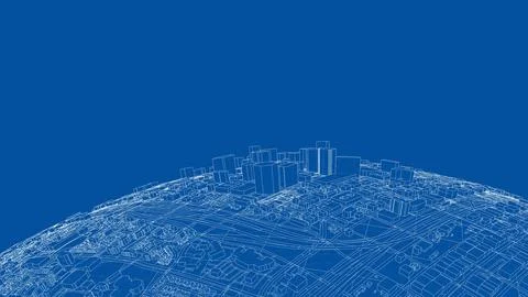 3d city sphere. Vector rendering of 3d Stock Illustration