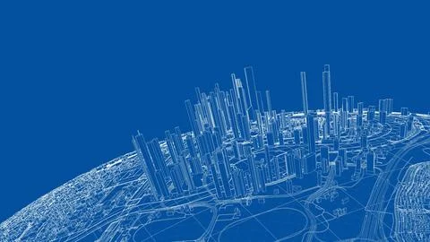 3d city sphere. Vector rendering of 3d Stock Illustration