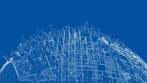 3d city sphere. Vector rendering of 3d Stock Illustration