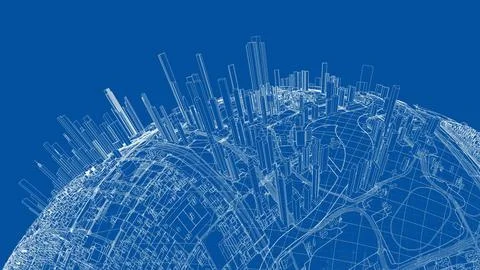 3d city sphere. Vector rendering of 3d Stock Illustration