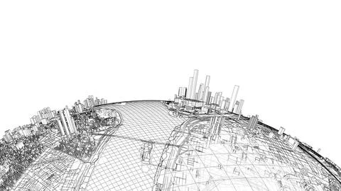 3d city sphere. Vector rendering of 3d Stock Illustration