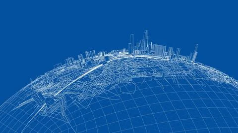 3d city sphere. Vector rendering of 3d Stock Illustration