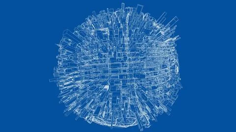 3d city sphere. Vector rendering of 3d Stock Illustration
