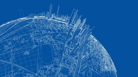 3d city sphere. Vector rendering of 3d Ilustração Stock