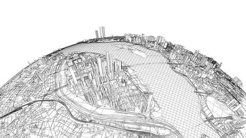 3d city sphere. Vector rendering of 3d Stock Illustration