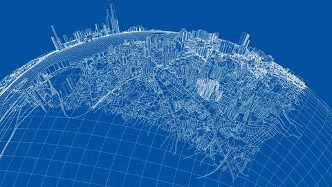 3d city sphere. Vector rendering of 3d Stock Illustration