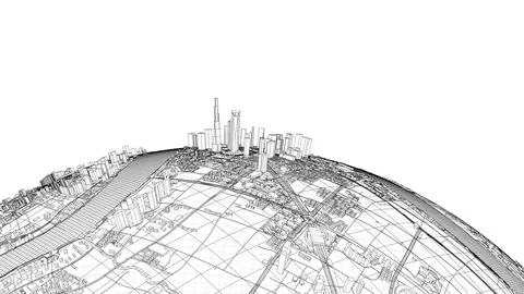 3d city sphere. Vector rendering of 3d Stock Illustration