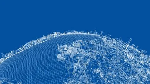 3d city sphere. Vector rendering of 3d Stock Illustration