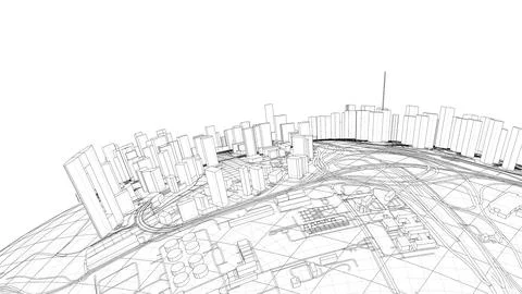 3d city sphere. Vector rendering of 3d Stock Illustration
