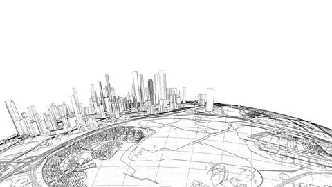 3d city sphere. Vector rendering of 3d Stock-Illustration