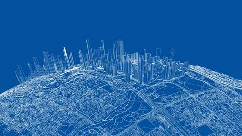 3d city sphere. Vector rendering of 3d Stock Illustration