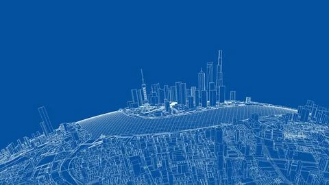 3d city sphere. Vector rendering of 3d Stock Illustration