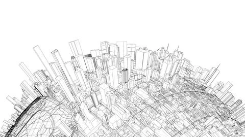 3d city sphere. Vector rendering of 3d Stock Illustration