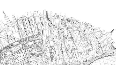 3d city sphere. Vector rendering of 3d 스톡 일러스트