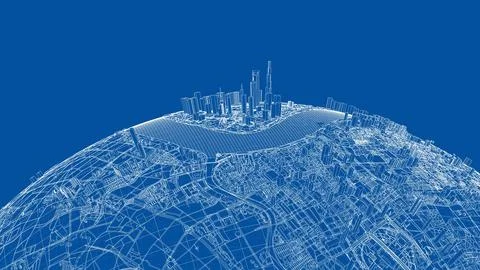 3d city sphere. Vector rendering of 3d Ilustração Stock