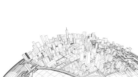 3d city sphere. Vector rendering of 3d Stock Illustration