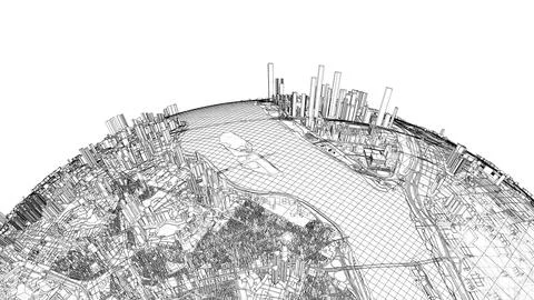 3d city sphere. Vector rendering of 3d Illustrazione stock