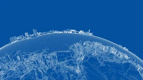 3d city sphere. Vector rendering of 3d 스톡 일러스트