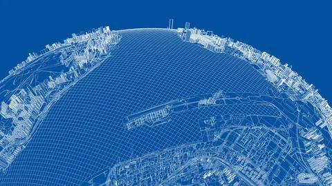 3d city sphere. Vector rendering of 3d Stock Illustration
