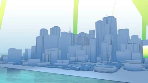 3D-Cityscape-Beams-Water Stock Footage 316466109