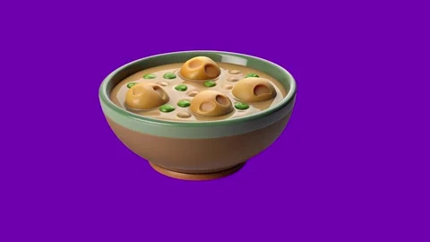 3d clam chowder in a bread bowl illustration which moves slowly left and ri.. Stock Footage 278291761
