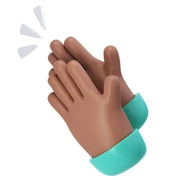 3D Clapping Hand applauding dark skin icon isolated with clipping path 스톡 일러스트
