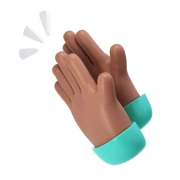 3D Clapping Hand applauding dark skin icon isolated with clipping path 스톡 일러스트