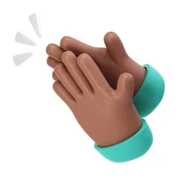 3D Clapping Hands applauding dark skin icon isolated with clipping path 스톡 일러스트