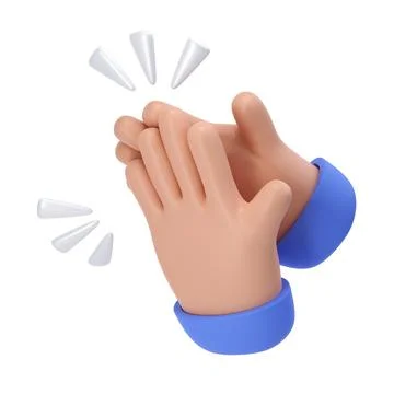3D Clapping Hands applauding dark skin icon isolated with clipping path 스톡 일러스트