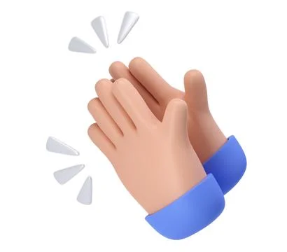 3D Clapping Hands applauding dark skin icon isolated with clipping path 스톡 일러스트