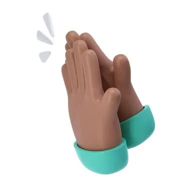 3D Clapping Hands dark skin icon isolated with clipping path applauding, agre 스톡 일러스트