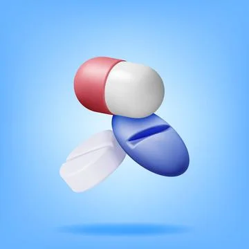 3D Classic Capsule Pill and Tablet Collection Stock-Illustration