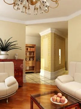 3D classic interior Stock Photos