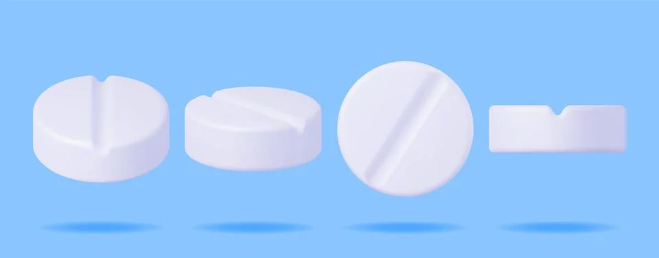 3D Classic Pills from Different Angles Collection Stock Illustration