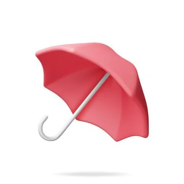 3D Classic Red Umbrella Isolated Stock Illustration