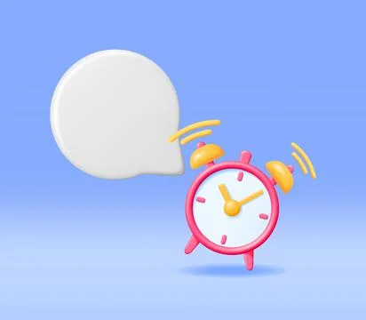 3D Classic Round Clock with Speech Bubble 스톡 일러스트