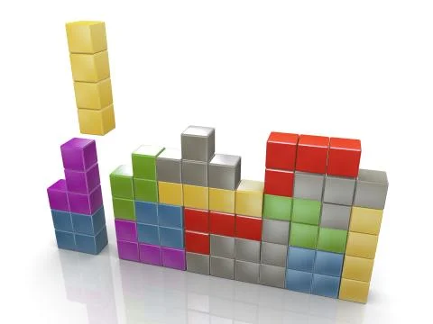 Tetris block game shape set isolated Royalty Free Vector