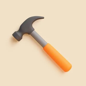 3D Claw Hammer on Beige Background, Top View Stock Illustration