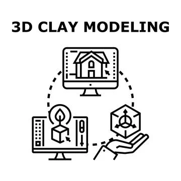 3d clay modeling digital design concept creating virtual objects Stock Illustration