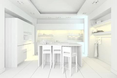 3d clay rander of a modern kitchen Stock Illustration