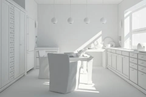 3d clay rander of a modern kitchen Stock Illustration